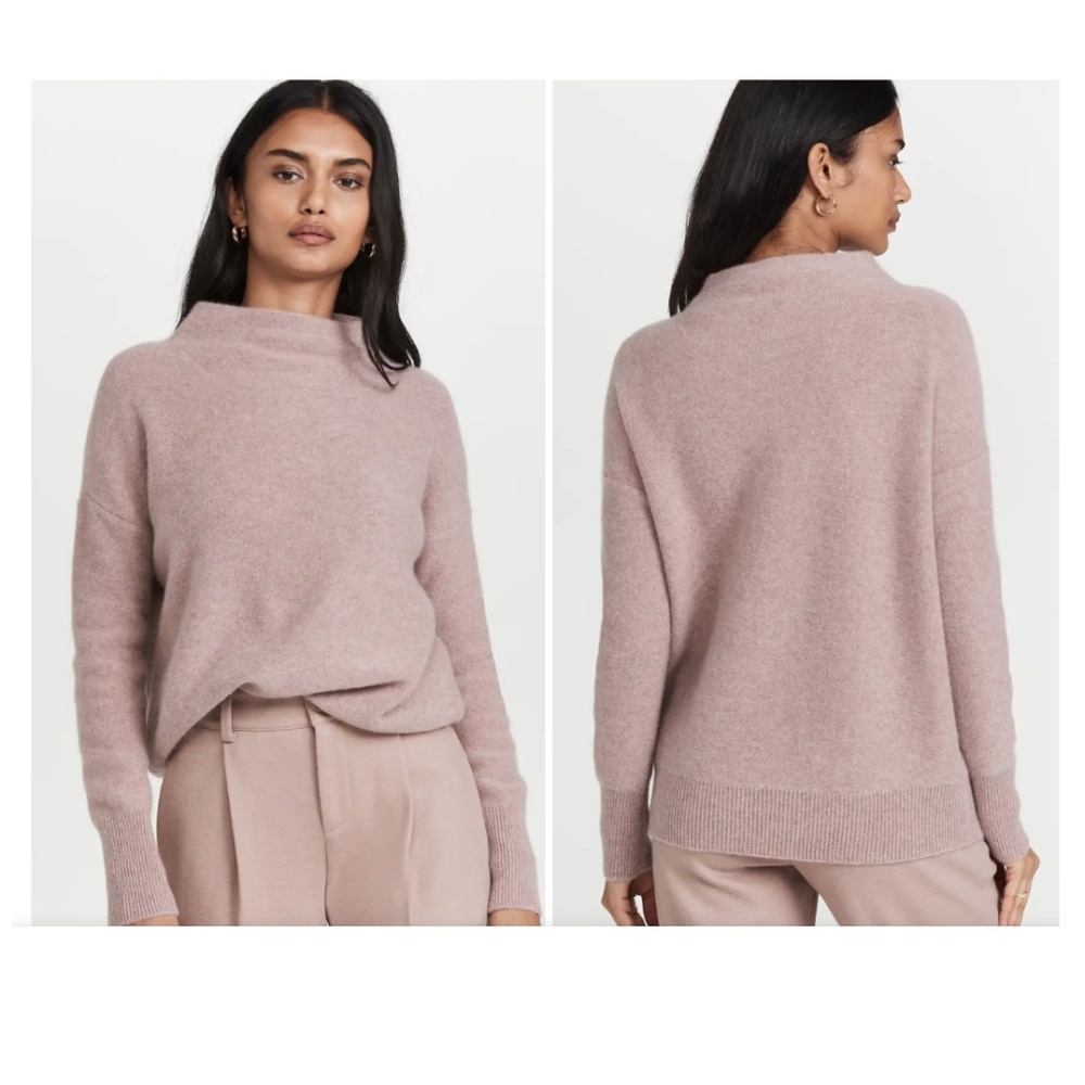 Pink-Shell Vince Boiled Funnel Neck Cashmere Pullover [M, Excellent]
